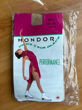 Mondor Performance Figure Skating Tights 12-14 Suntan 40 Denier NIP